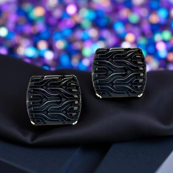 John Hardy Carved Onyx Cufflinks Sterling Silver Estate JH110 - Picture 4 of 13